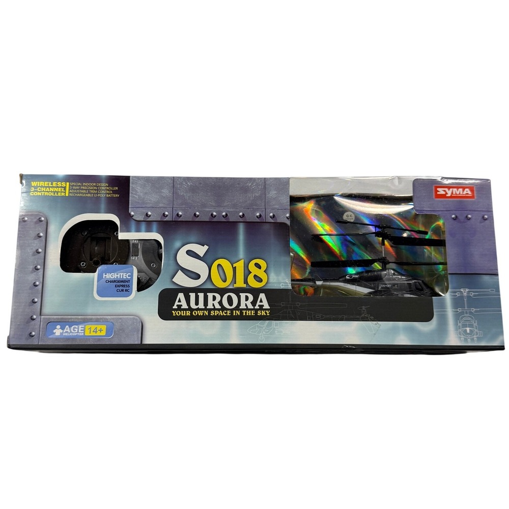 Syma RC Helicopter S018 Aurora Airwolf 3-Channel Wireless Black Silver New
